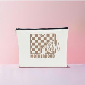Motherhood Checkered Pouch - Cream and Brown